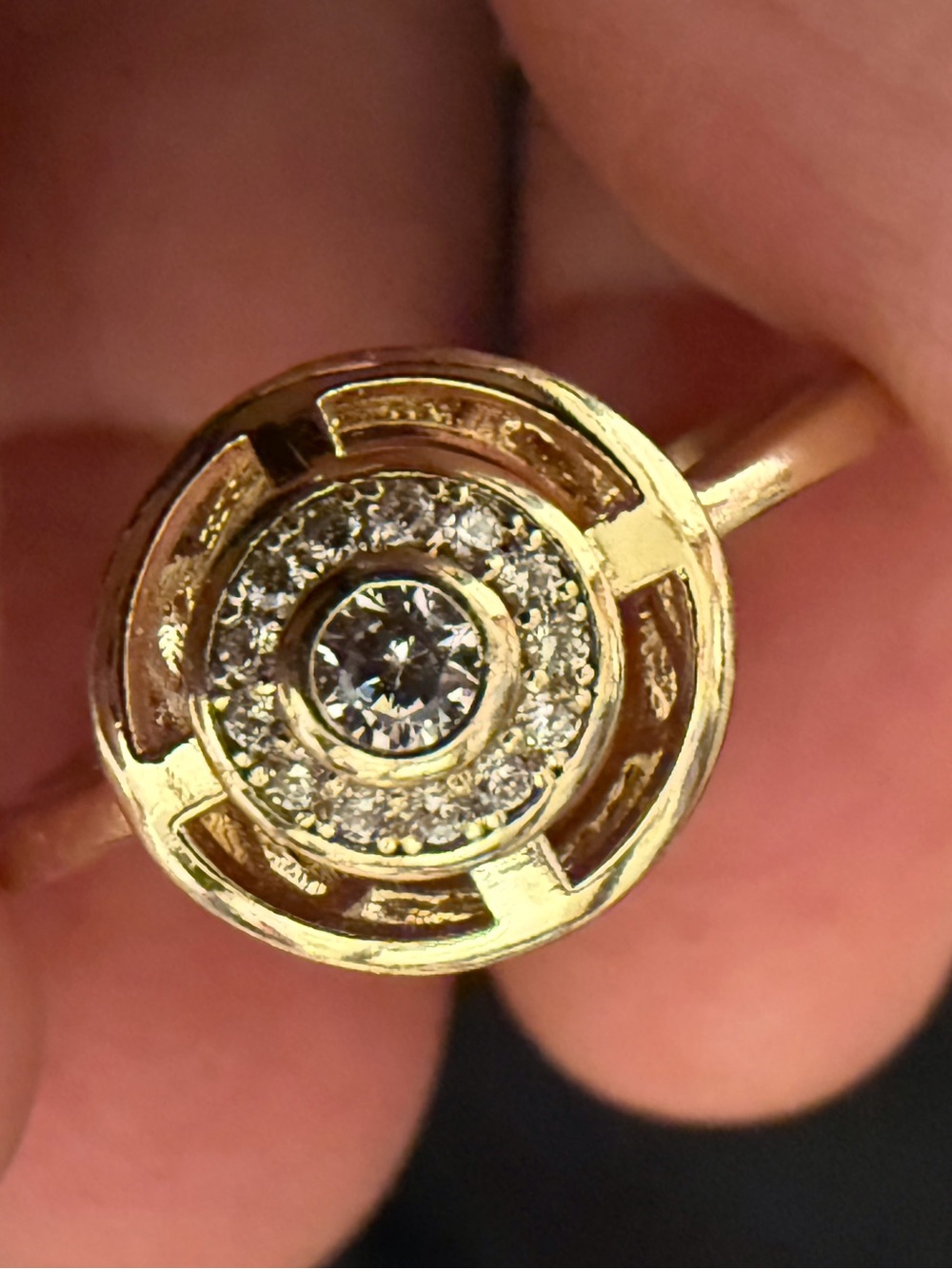 Gold Halo Diamond Ring - Gold Color